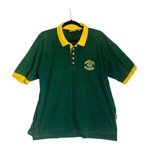 Vintage 90s The Edge Green Bay Packers Polo Shirt Adult XLarge Green Mens Coach